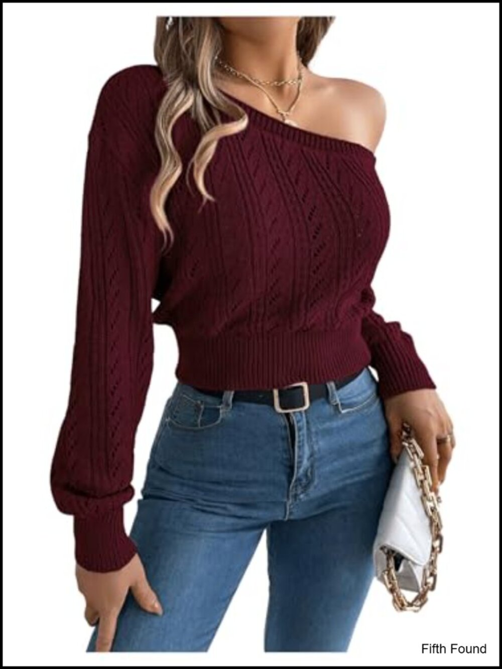 Cable Knit Off Shoulder Long Sleeve Pullover Sweater